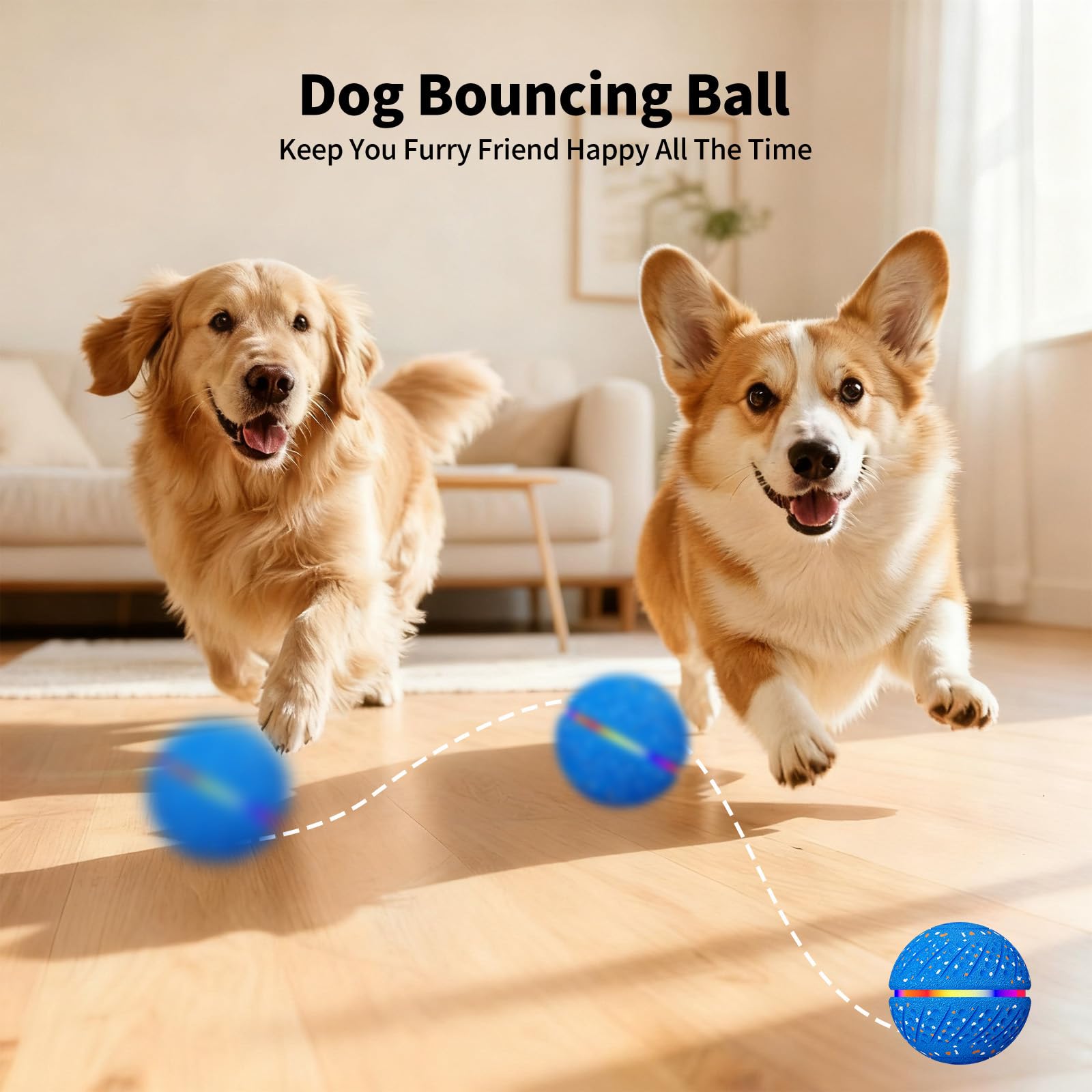 Interactive Smart Moving Bouncing Light Ball Dog Toy