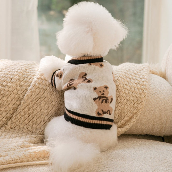 Preppy V-Neck Striped Pet Sweater For Dogs Cats
