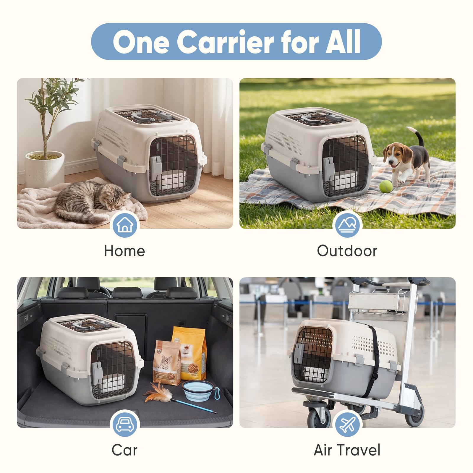 Airline Approved Pet Carrier With Secure Wire Doors