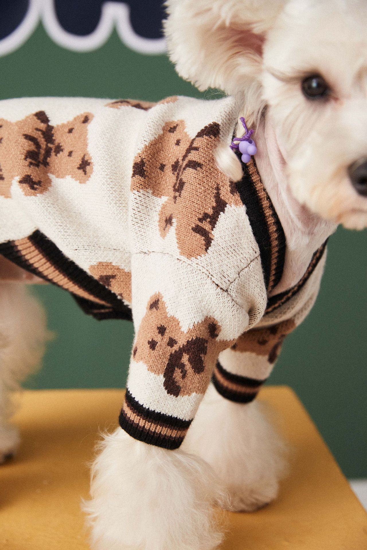 Preppy V-Neck Striped Pet Sweater For Dogs Cats