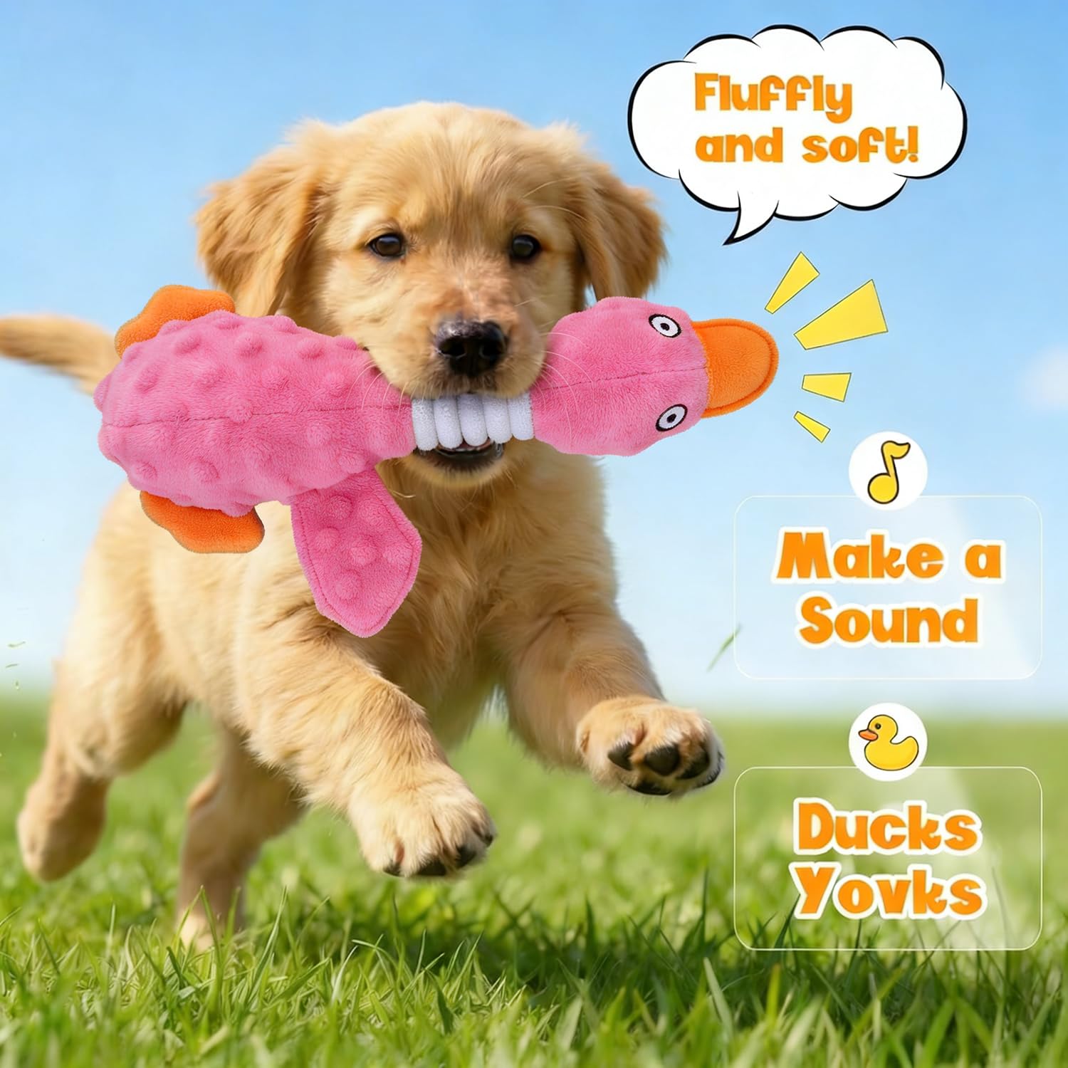 Durable Squeaky Duck Plush Dog Toy For Chewers