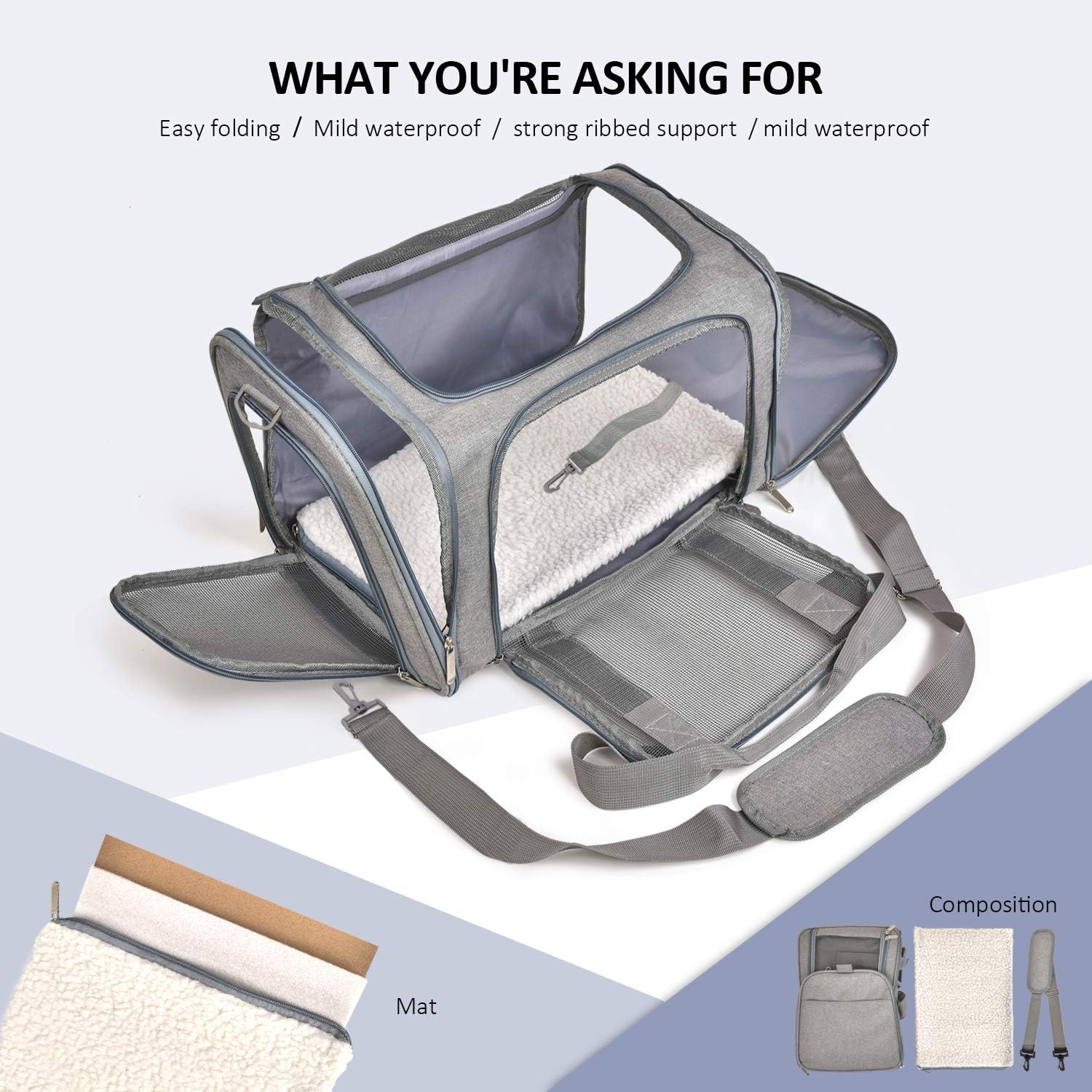 Soft Sided Collapsible Pet Carrier For Small Pets