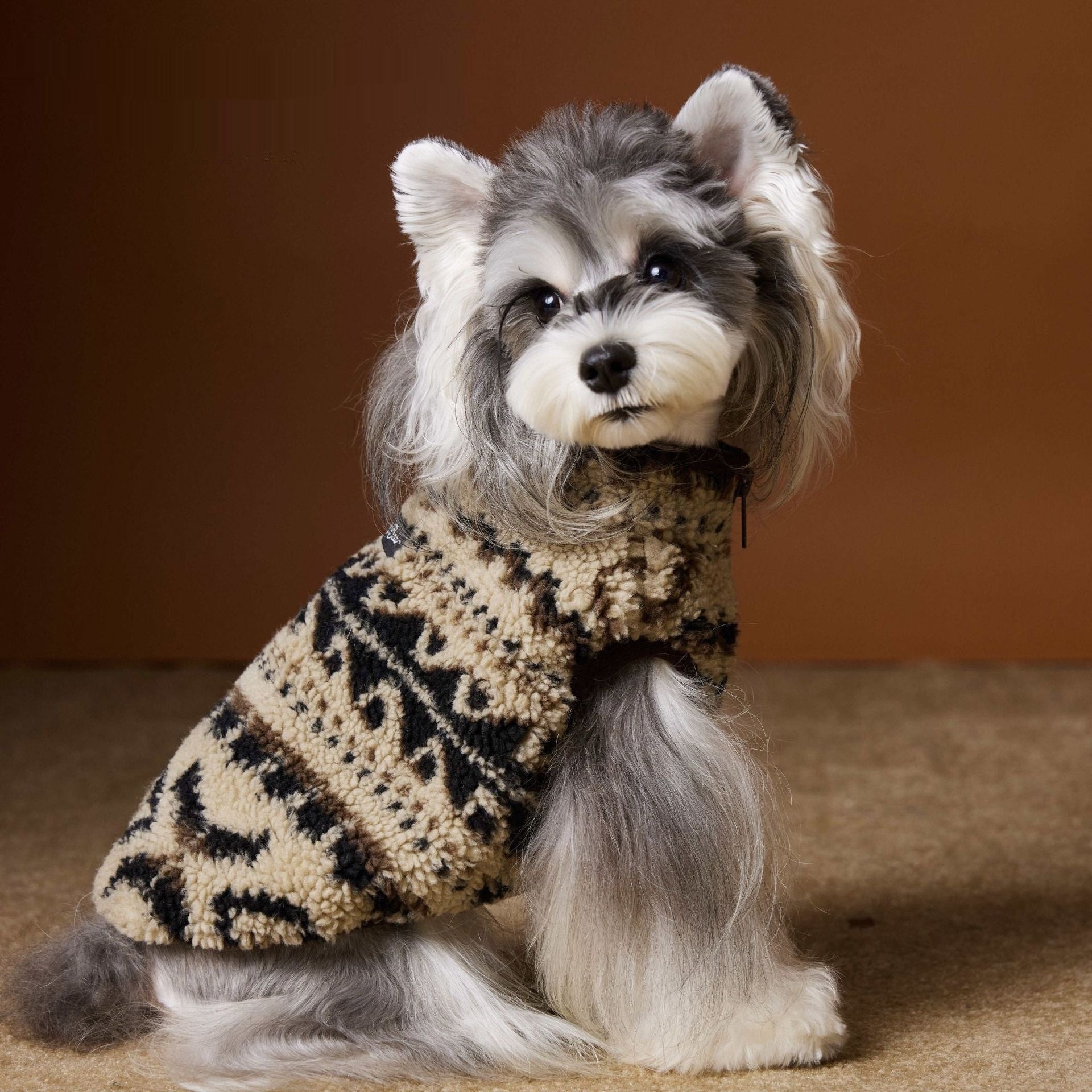 Fair Isle Sleeveless Dog Sweater For Fall Winter