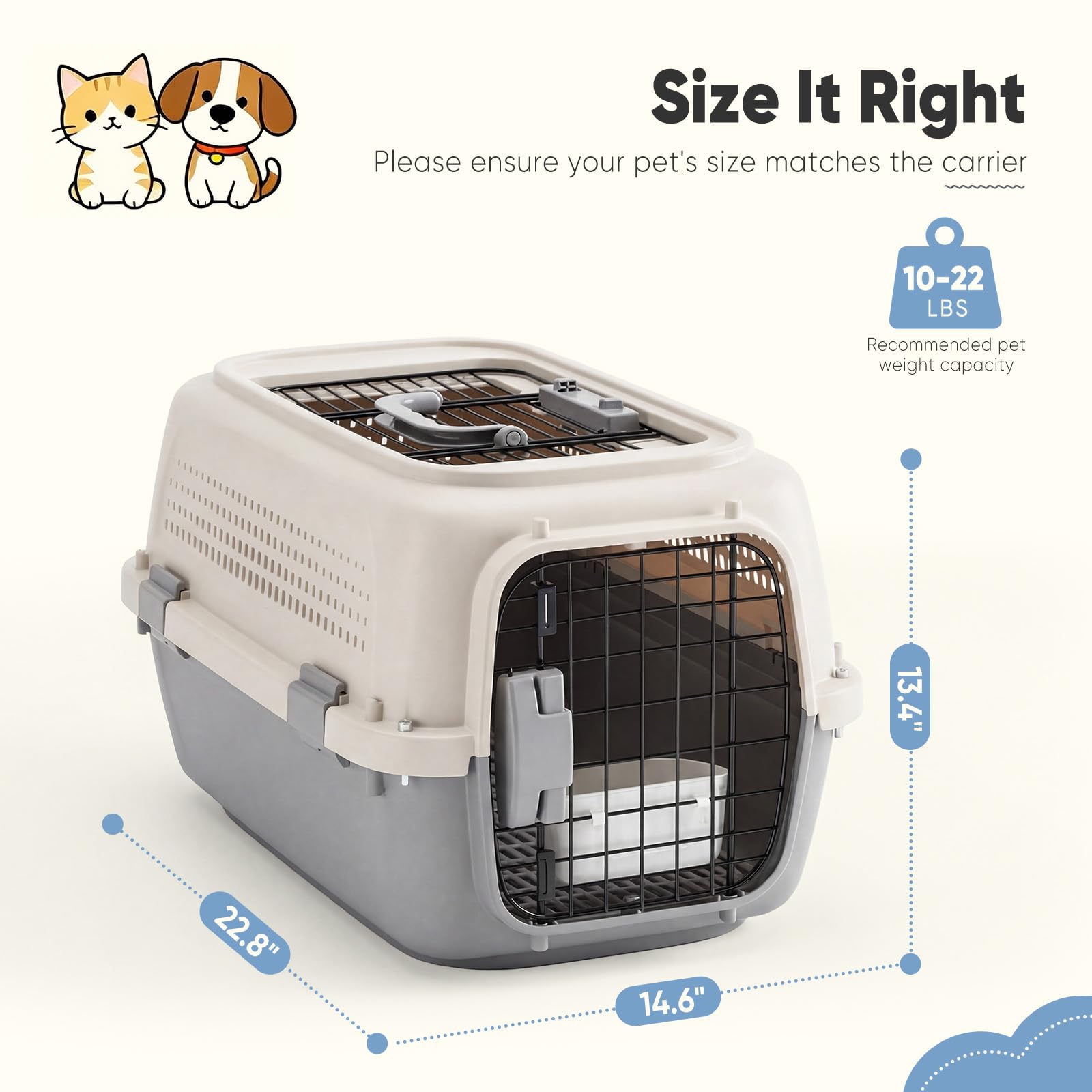 Airline Approved Pet Carrier With Secure Wire Doors