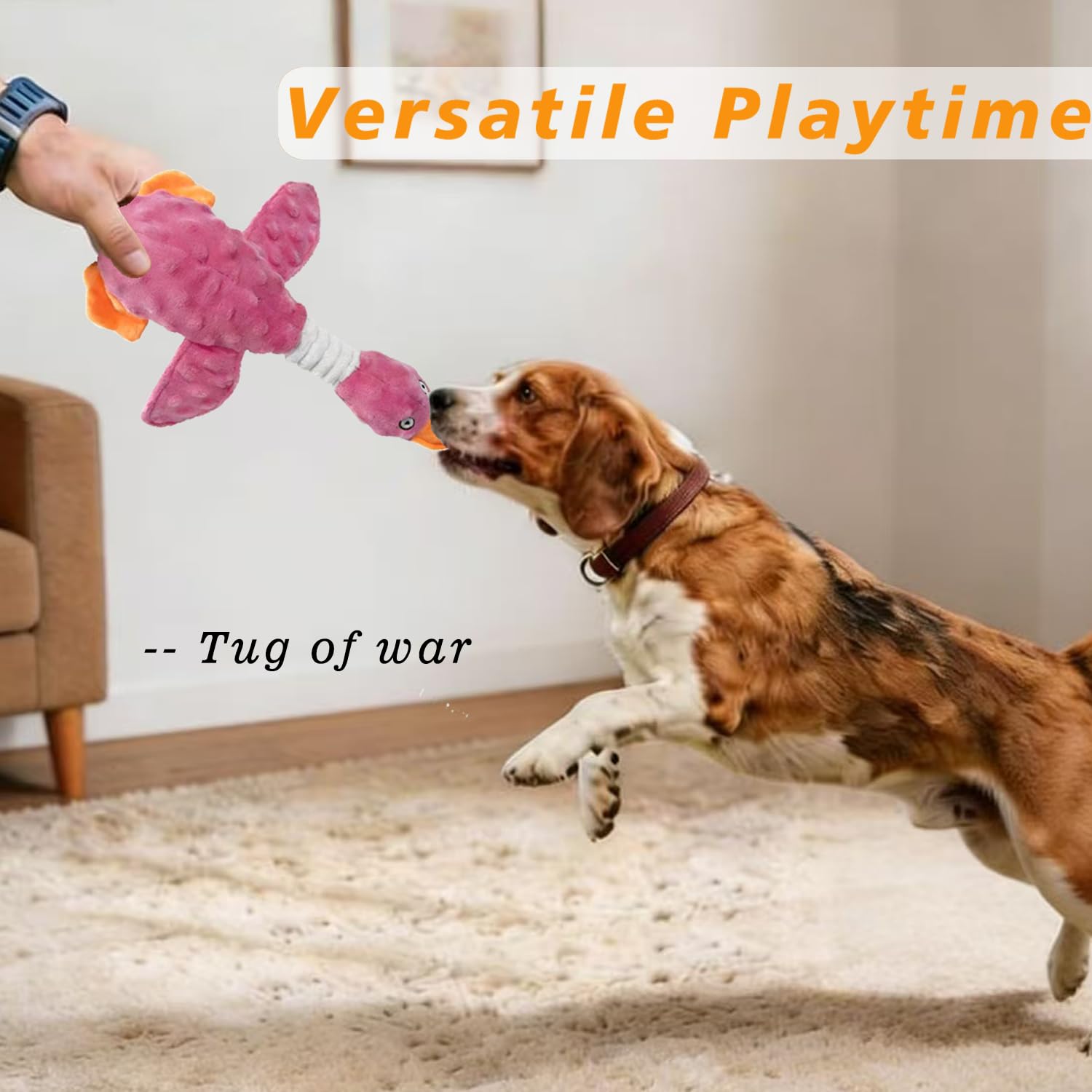 Durable Squeaky Duck Plush Dog Toy For Chewers