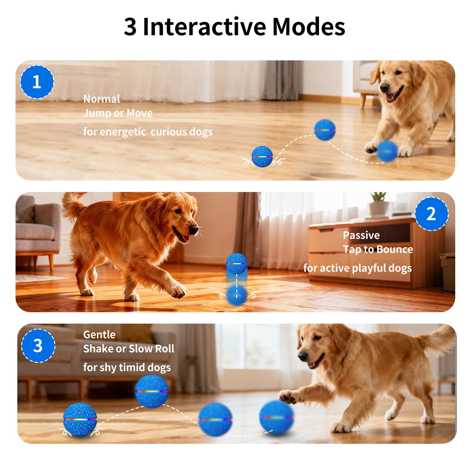 Interactive Smart Moving Bouncing Light Ball Dog Toy