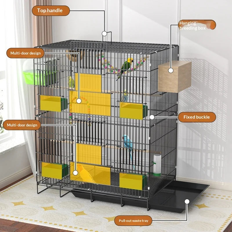 Large Multi Level Parrot Bird Cage Spacious Indoor
