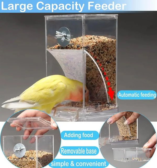 No Mess Automatic Bird Feeder Transparent Food Container