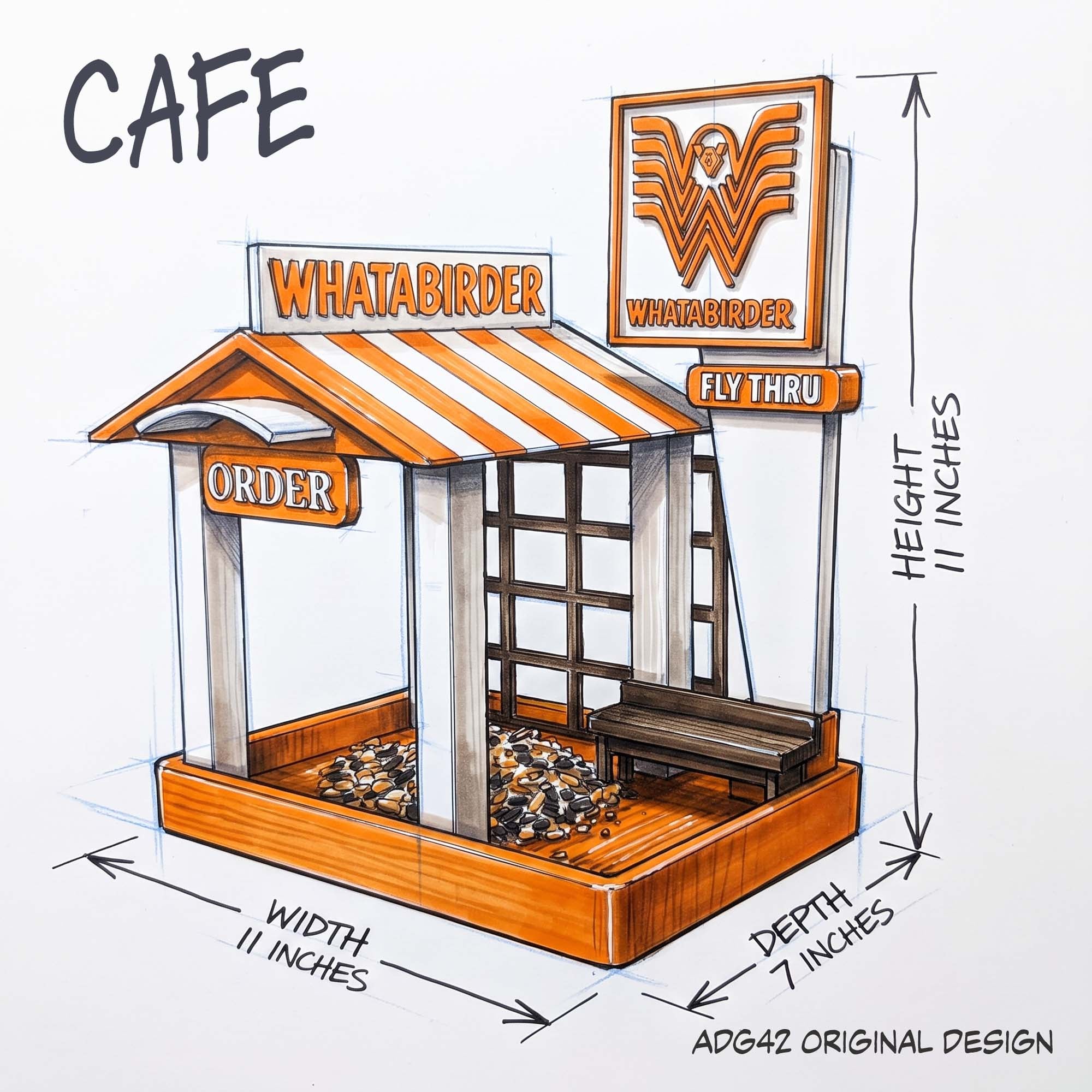 Whatabirder Parody Bird Feeder Classic Cafe Style