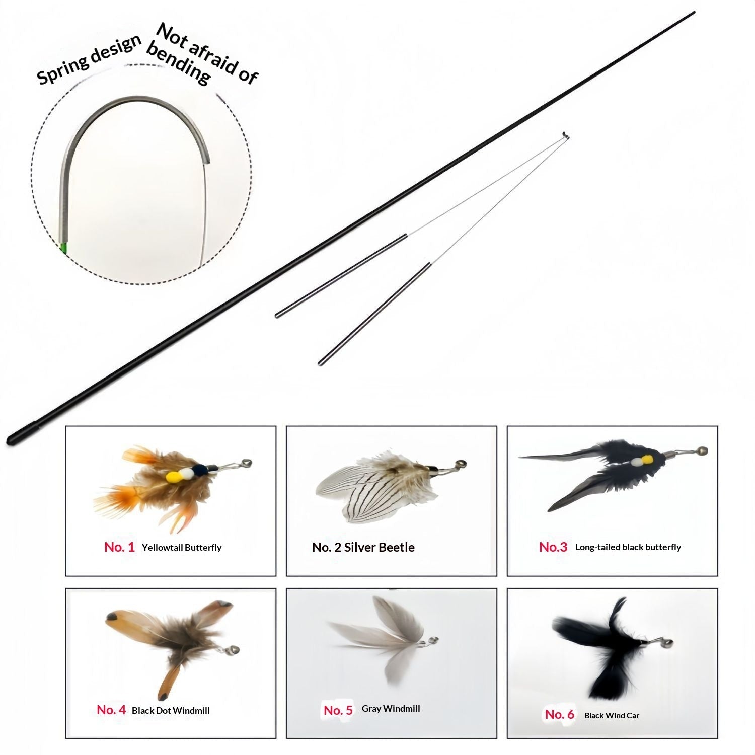 Insect Feather Replacement Head Bell Cat Toy