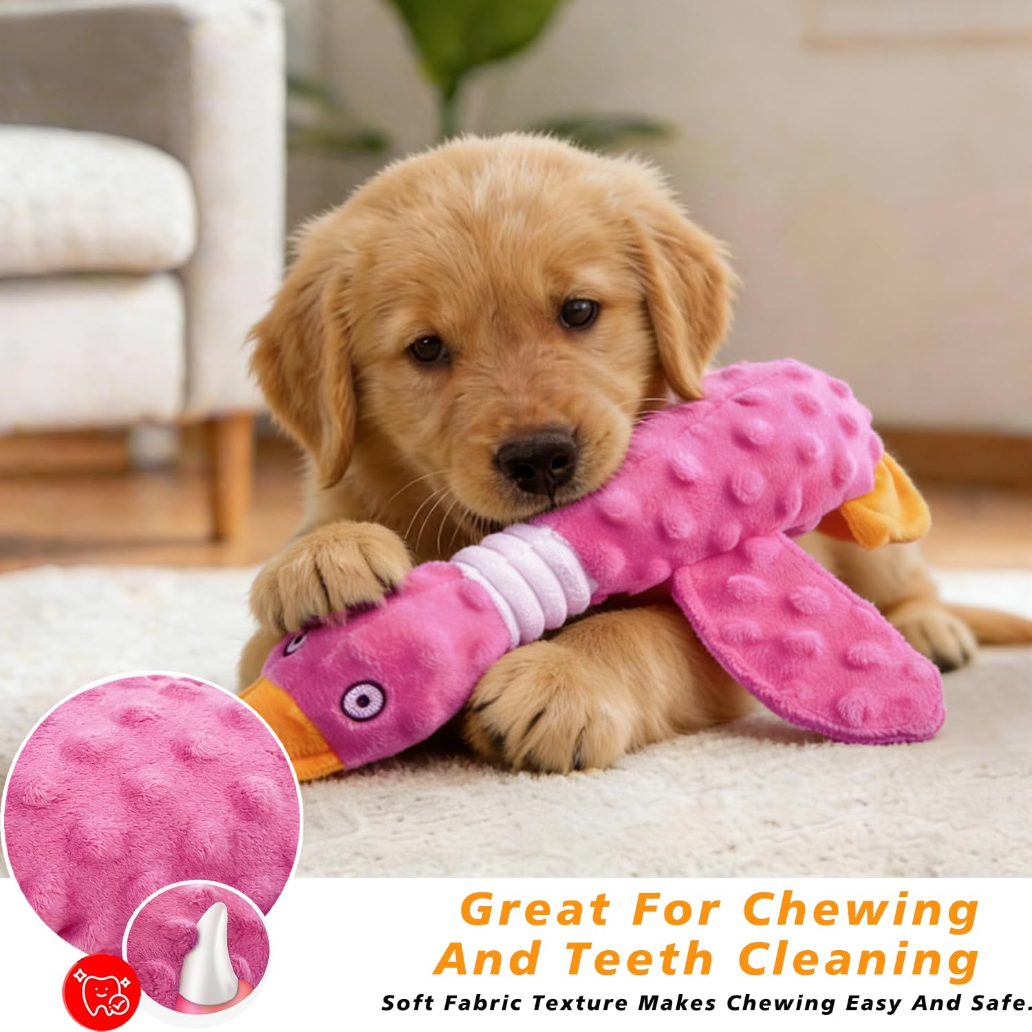 Durable Squeaky Duck Plush Dog Toy For Chewers