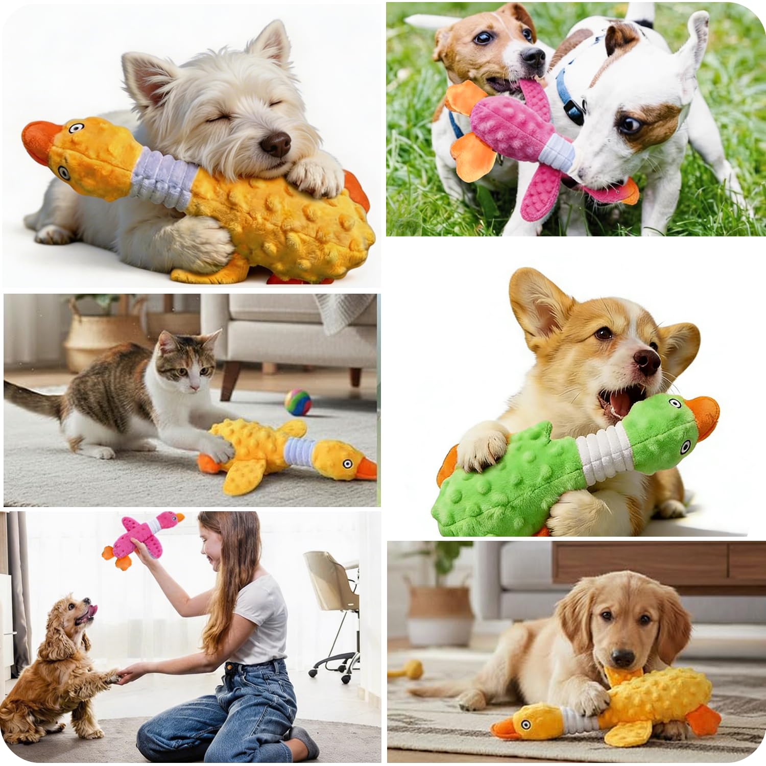 Durable Squeaky Duck Plush Dog Toy For Chewers