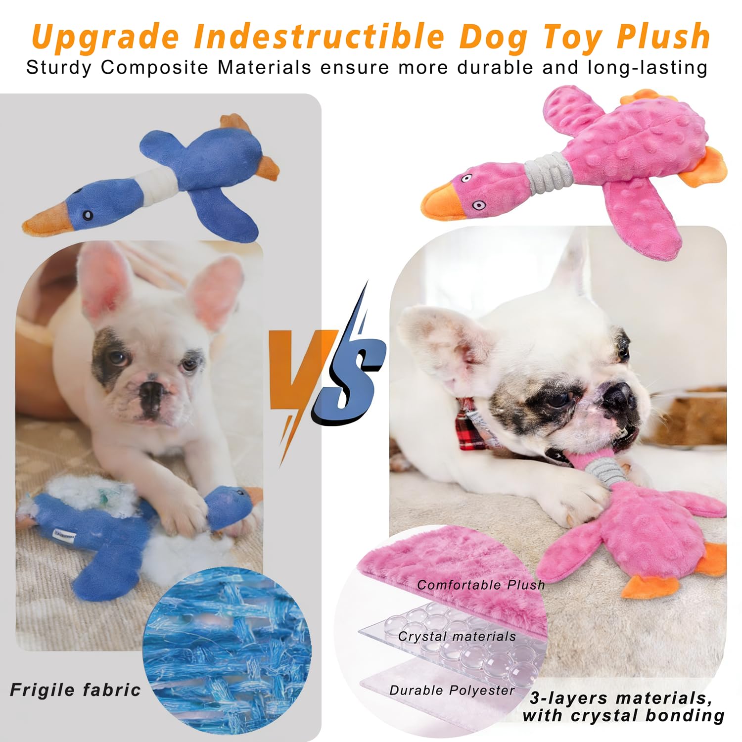 Durable Squeaky Duck Plush Dog Toy For Chewers