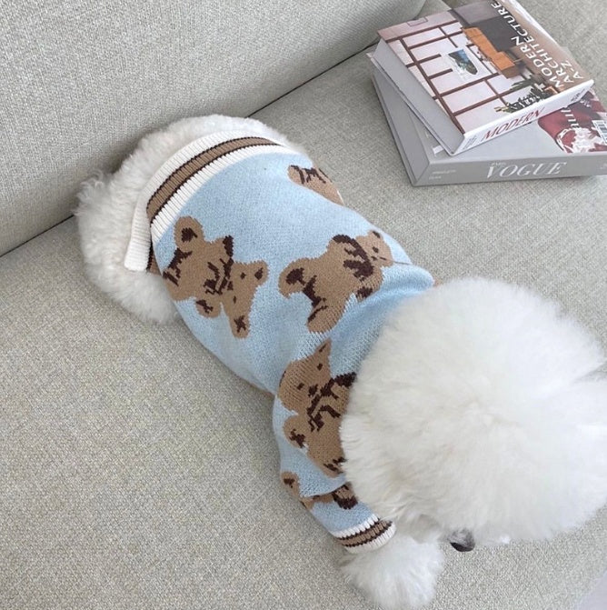 Preppy V-Neck Striped Pet Sweater For Dogs Cats