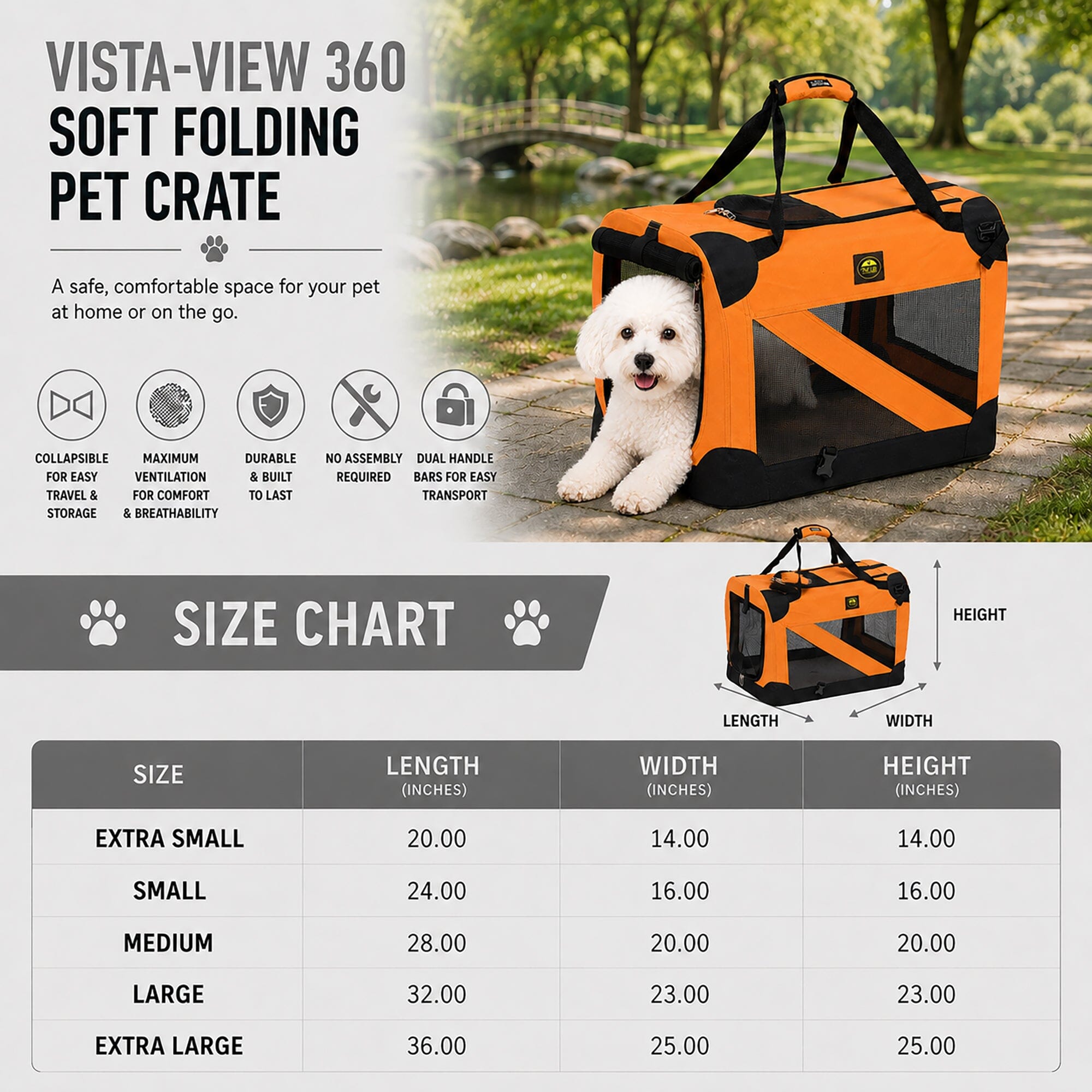 360° Vista View Folding Metal Frame Pet Crate