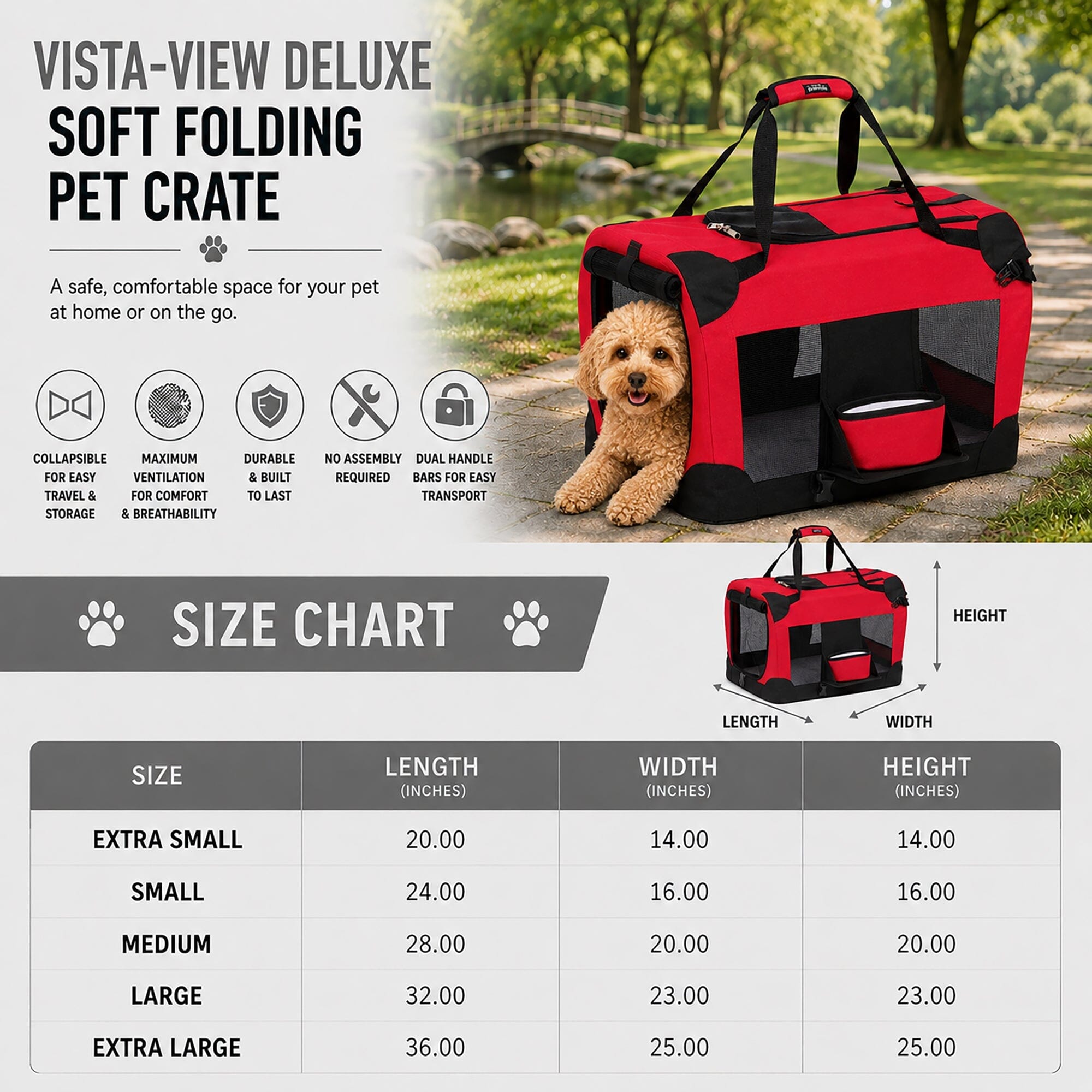 Deluxe 360° Vista View Folding Metal Pet Crate